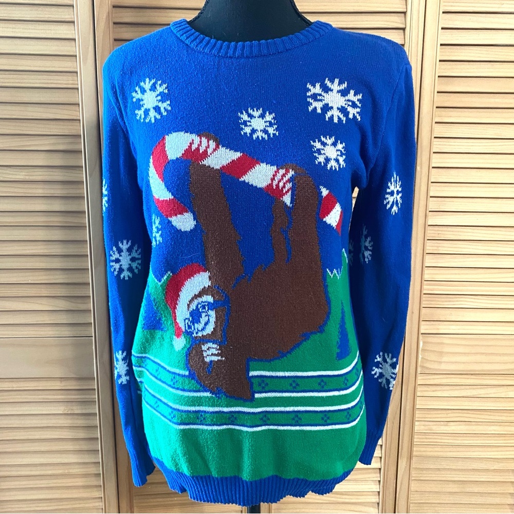 ☘️3/$15 Girl’s XL Ugly Christmas Holiday Sweater with Fun Sloth Design